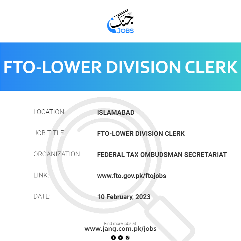 FTO-Lower Division Clerk