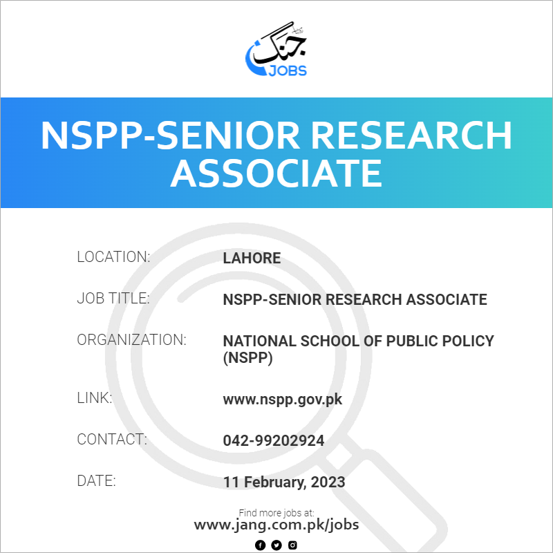NSPP-Senior Research Associate