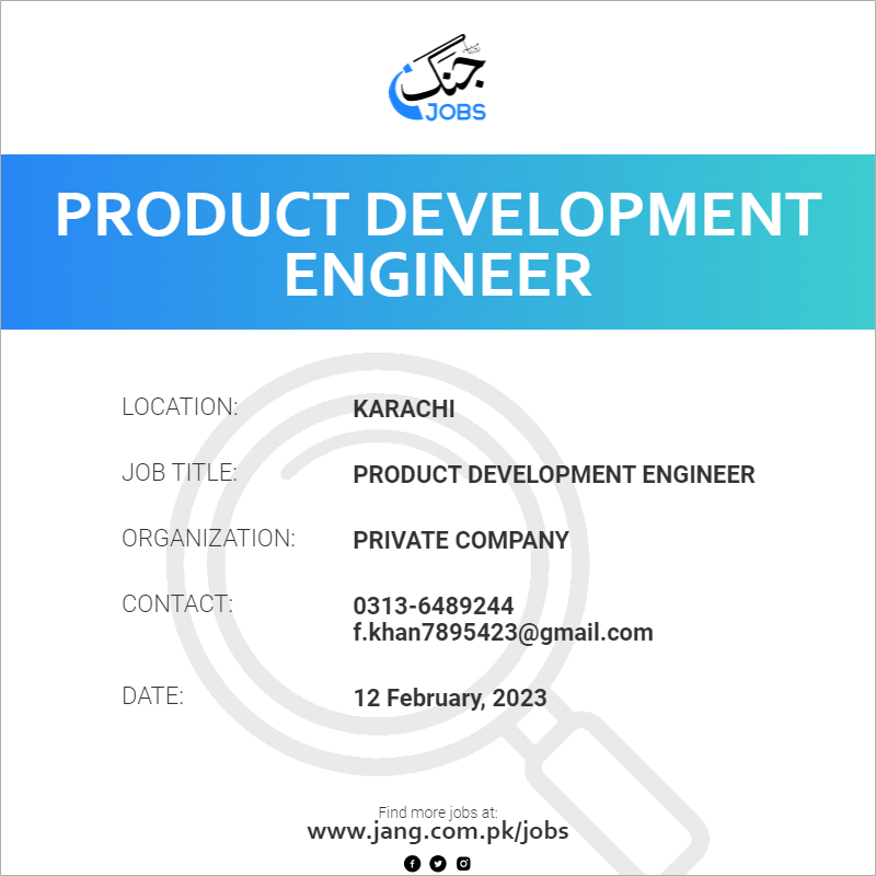 product-development-engineer-job-private-company-jobs-in-karachi