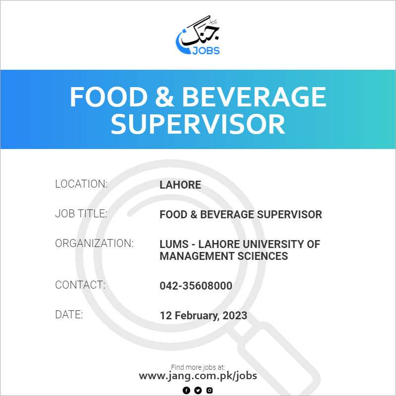 Food & Beverage Supervisor
