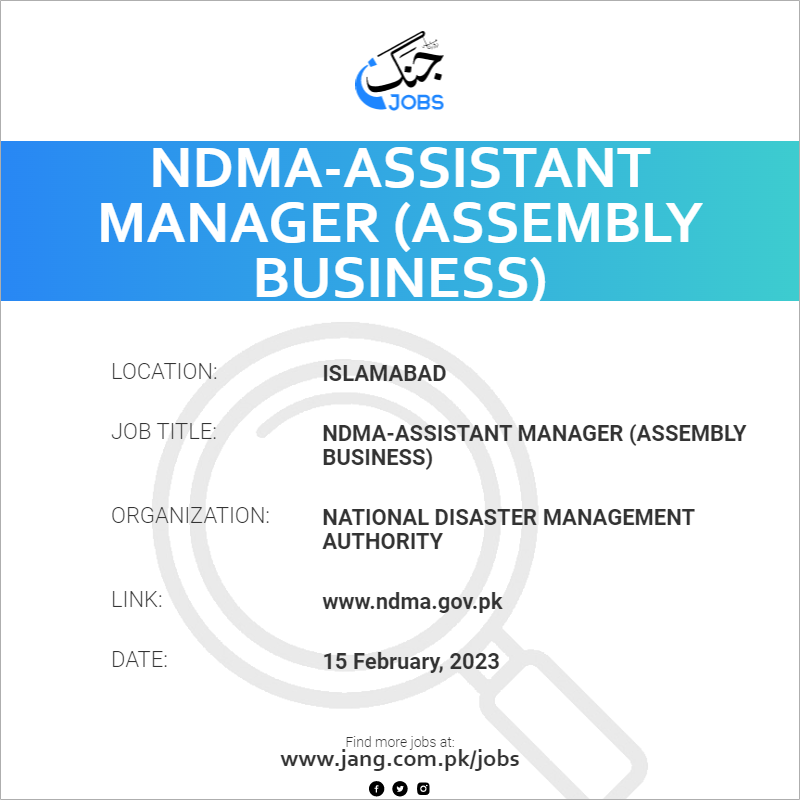 NDMA-Assistant Manager (Assembly Business)