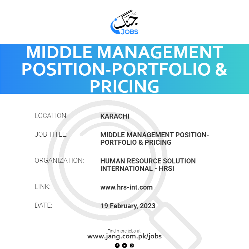 Middle Management Position-Portfolio & Pricing