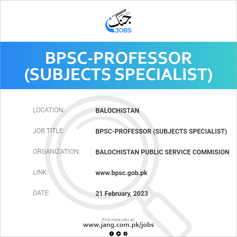 BPSC-Professor (Subjects Specialist)
