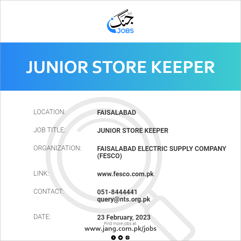 Junior Store Keeper