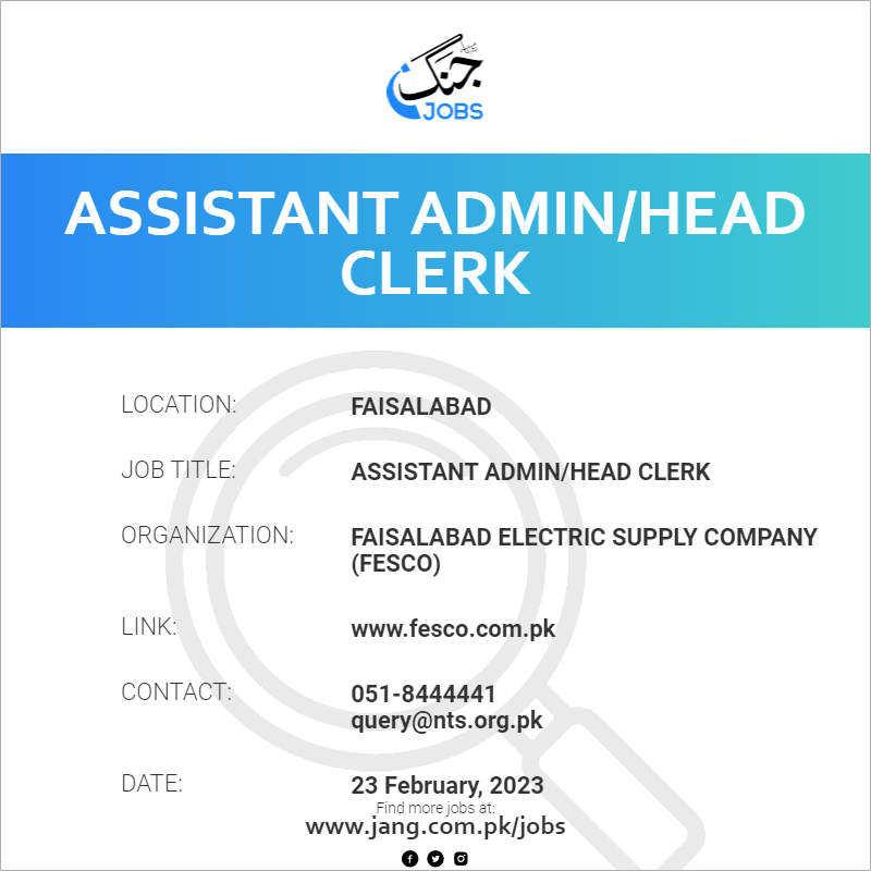 Assistant Admin/Head Clerk