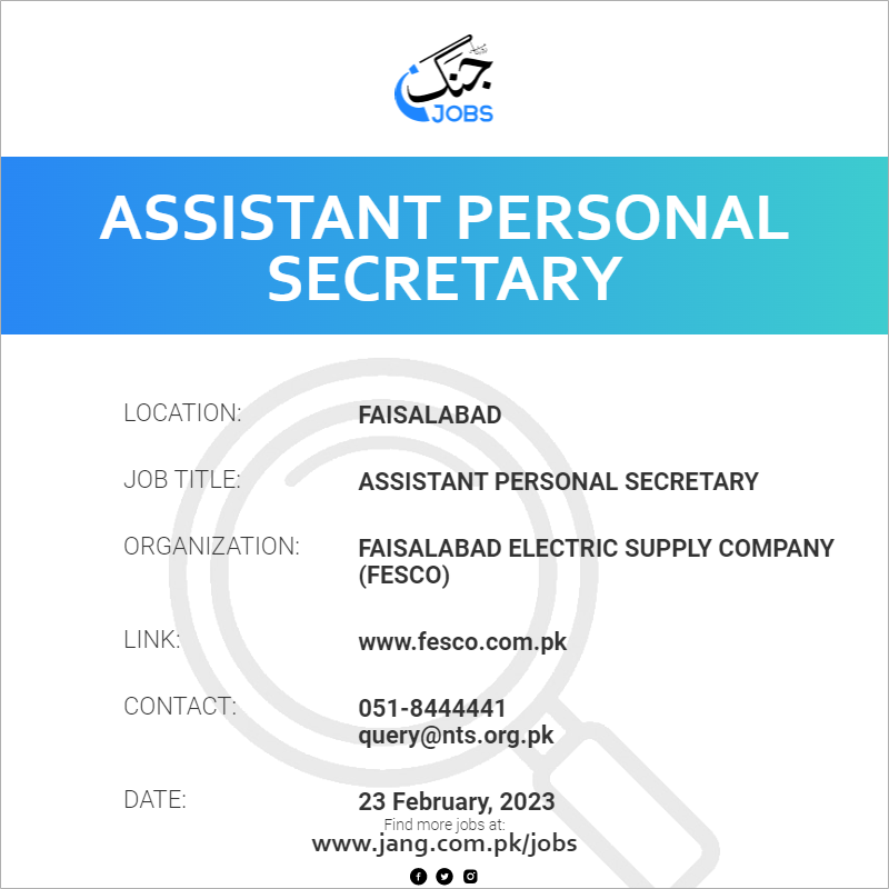 Assistant Personal Secretary