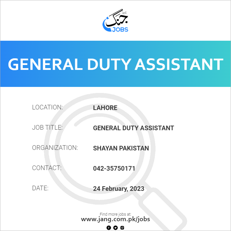 General Duty Assistant