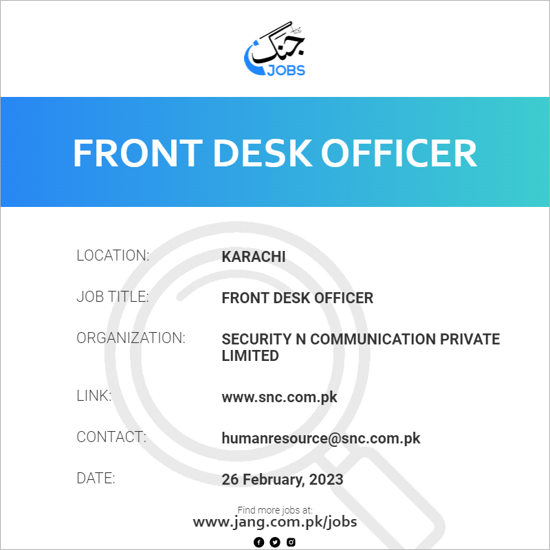 Front Desk Officer Job Security N Communication Private Limited 