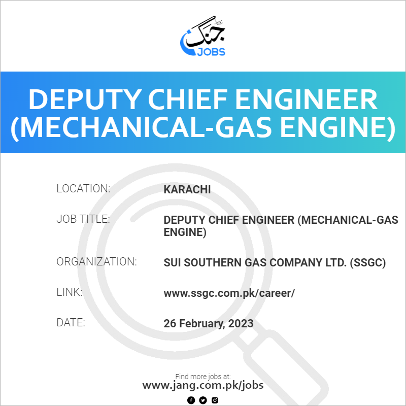 Deputy Chief Engineer (Mechanical-Gas Engine)