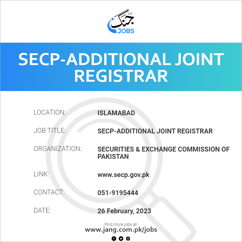 SECP-Additional Joint Registrar
