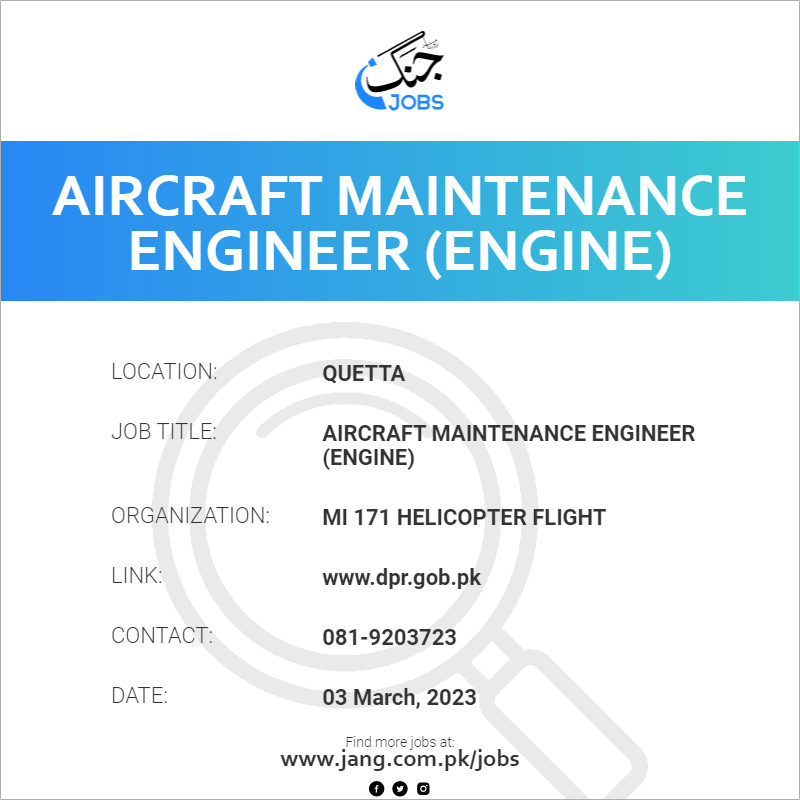 Aircraft Maintenance Engineer (Engine)