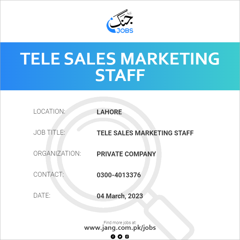 Tele sales Marketing Staff