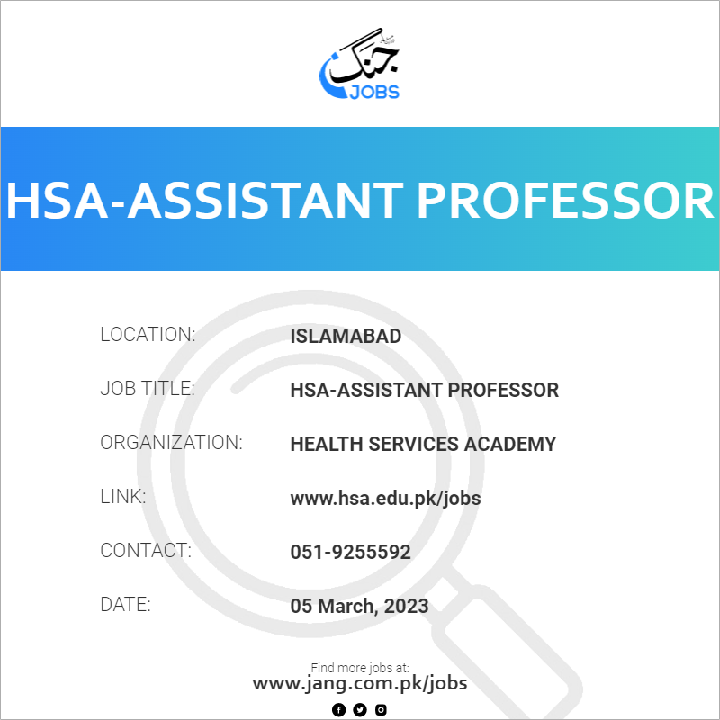 HSA-Assistant Professor