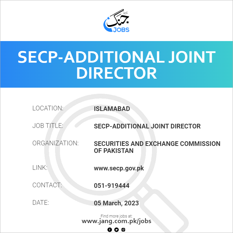 SECP-Additional Joint Director