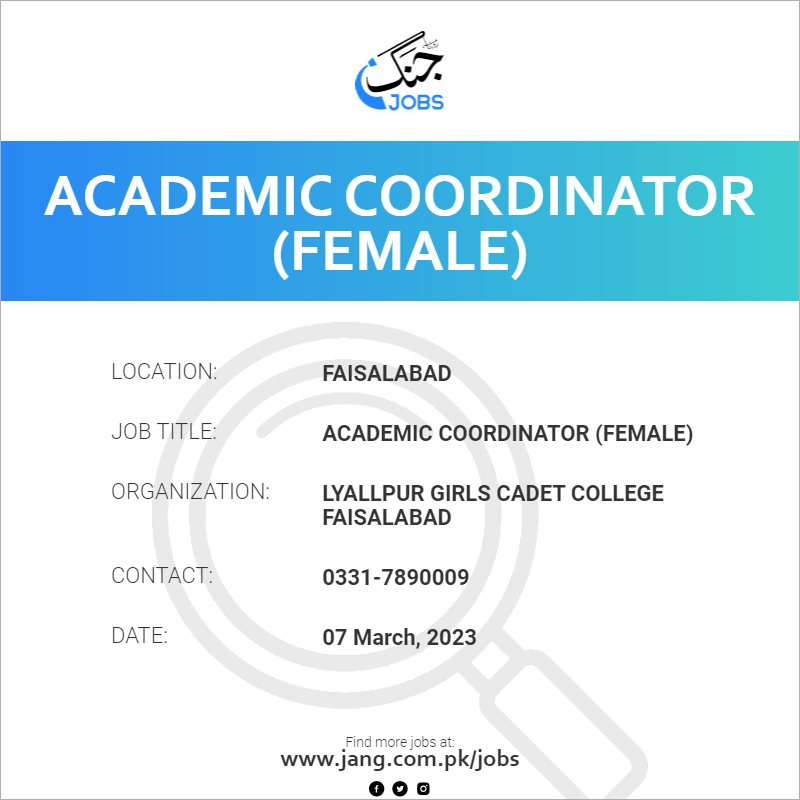 Academic Coordinator (Female)