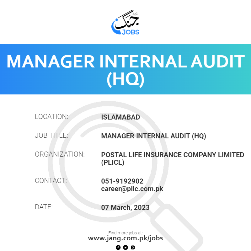 Manager Internal Audit (HQ)