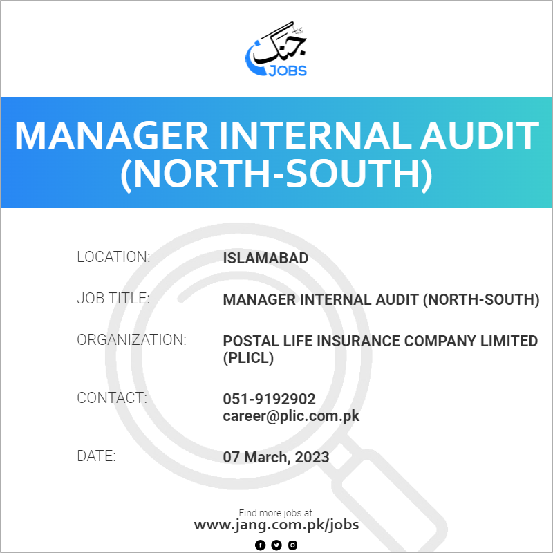 Manager Internal Audit (North-South)