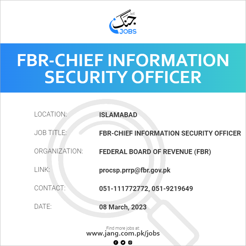FBR-Chief Information Security Officer