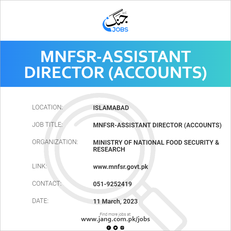 MNFSR-Assistant Director (Accounts)