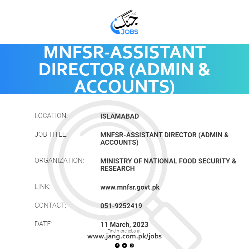 MNFSR-Assistant Director (Admin & Accounts)