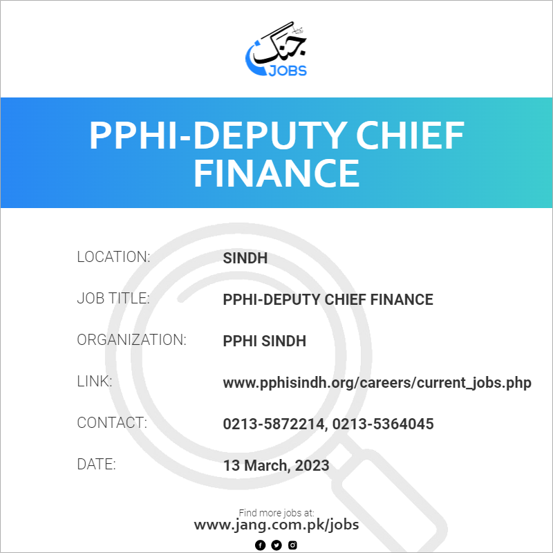PPHI-Deputy Chief Finance