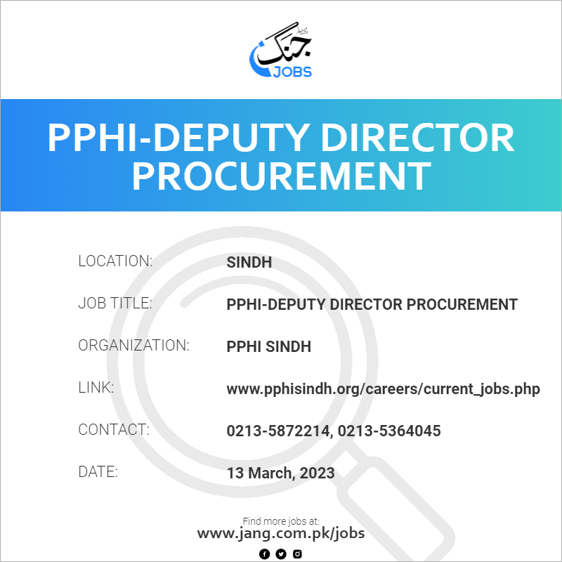 PPHI-Deputy Director Procurement