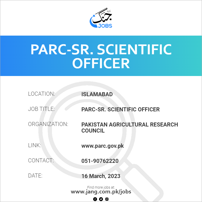 PARC-Sr. Scientific Officer