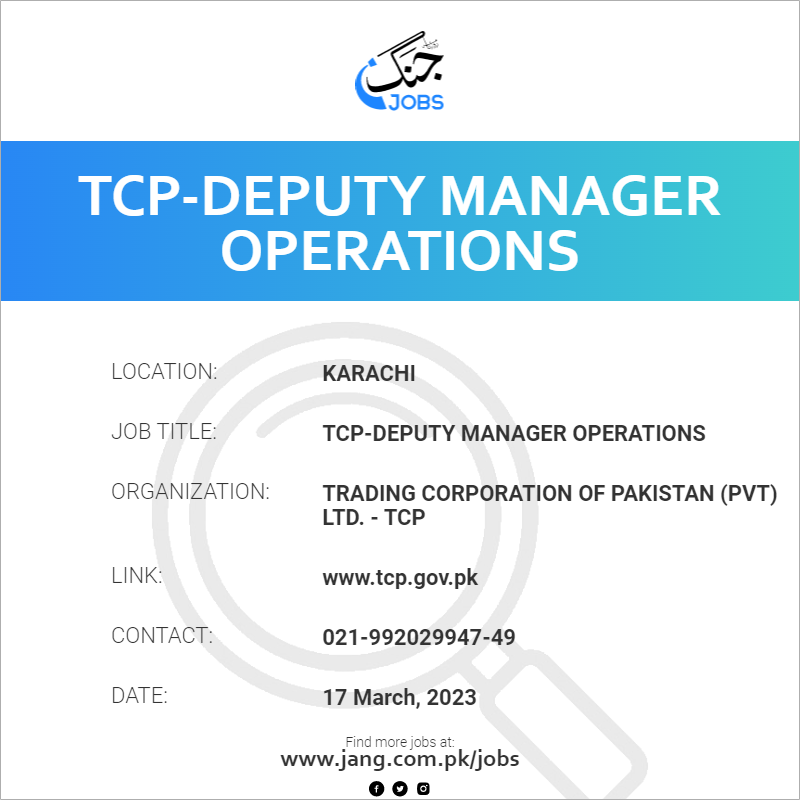 TCP-Deputy Manager Operations