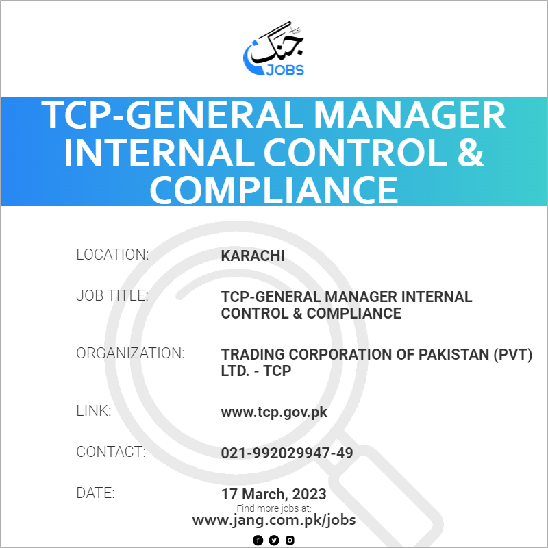 TCP-General Manager Internal Control & Compliance