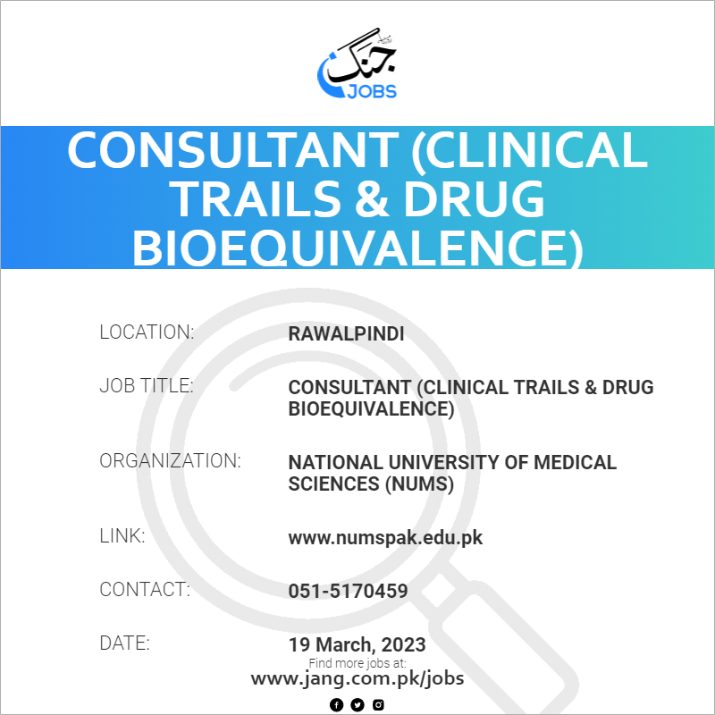 Consultant (Clinical Trails & Drug Bioequivalence)