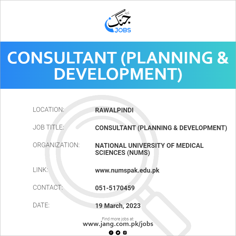 Consultant (planning & Development) Job National University Of