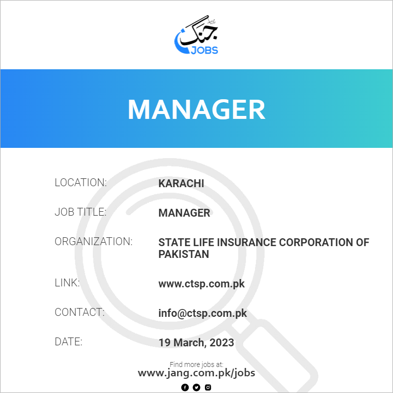 manager-job-state-life-insurance-corporation-of-pakistan-jobs-in