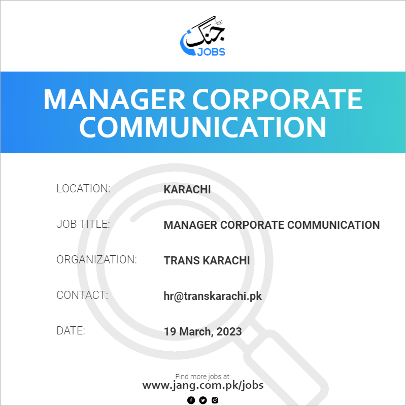 Manager Corporate Communication