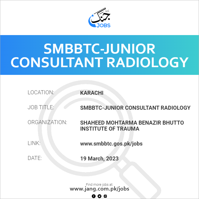 SMBBTC-Junior Consultant Radiology