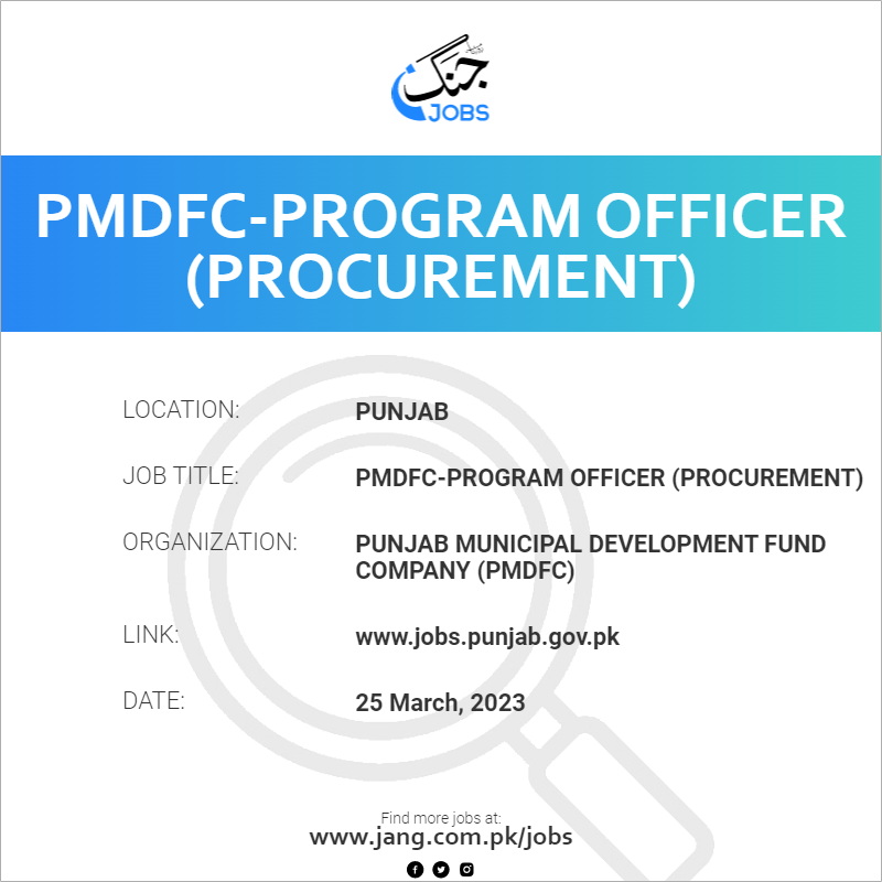 PMDFC-Program Officer (Procurement)