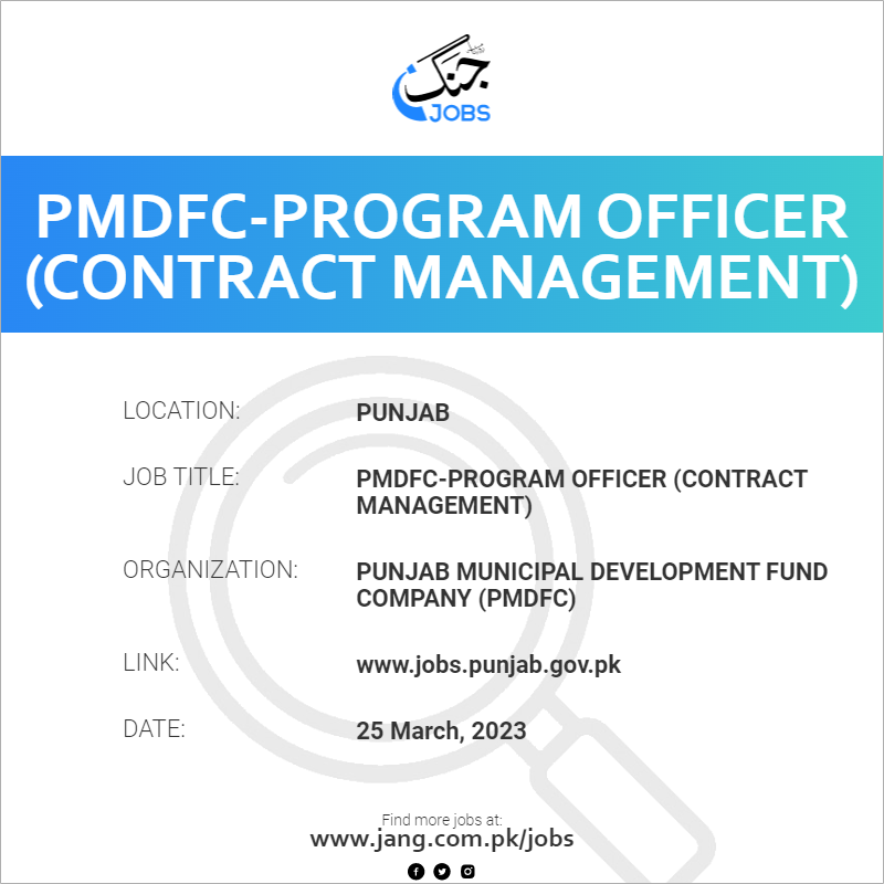PMDFC-Program Officer (Contract Management)