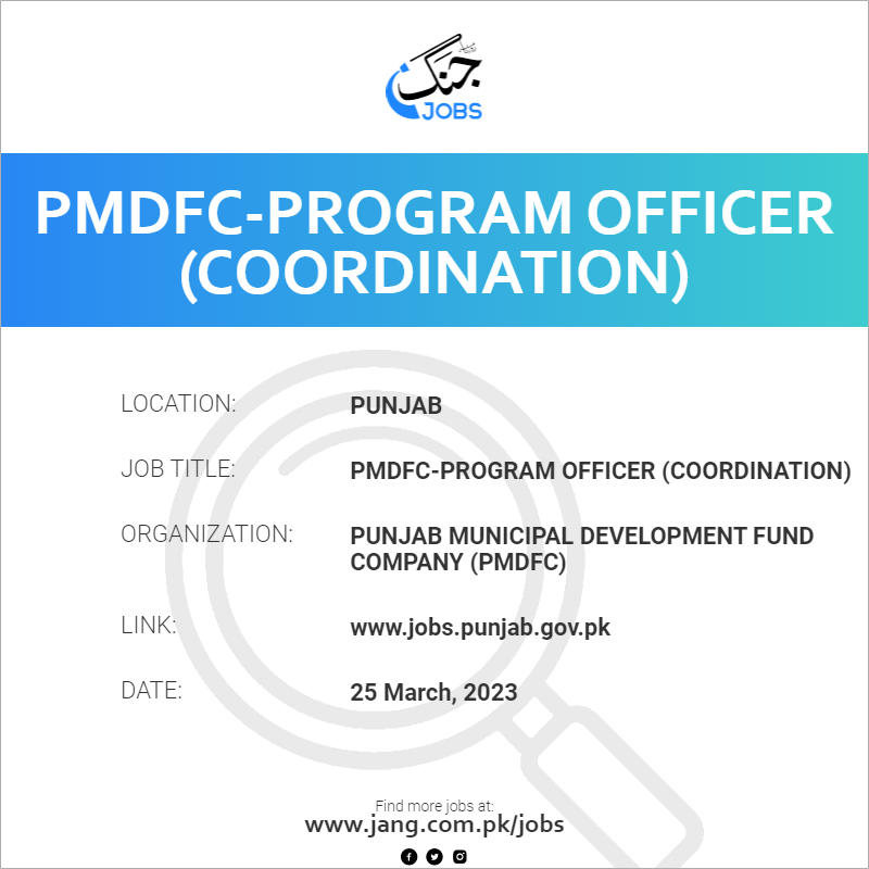 PMDFC-Program Officer (Coordination)