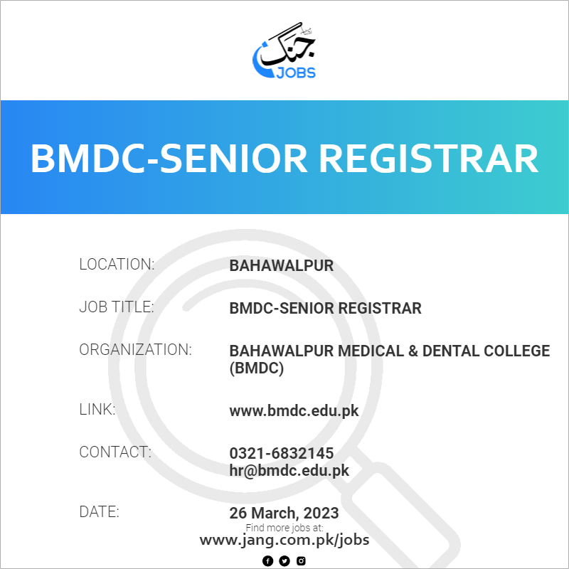 BMDC-Senior Registrar