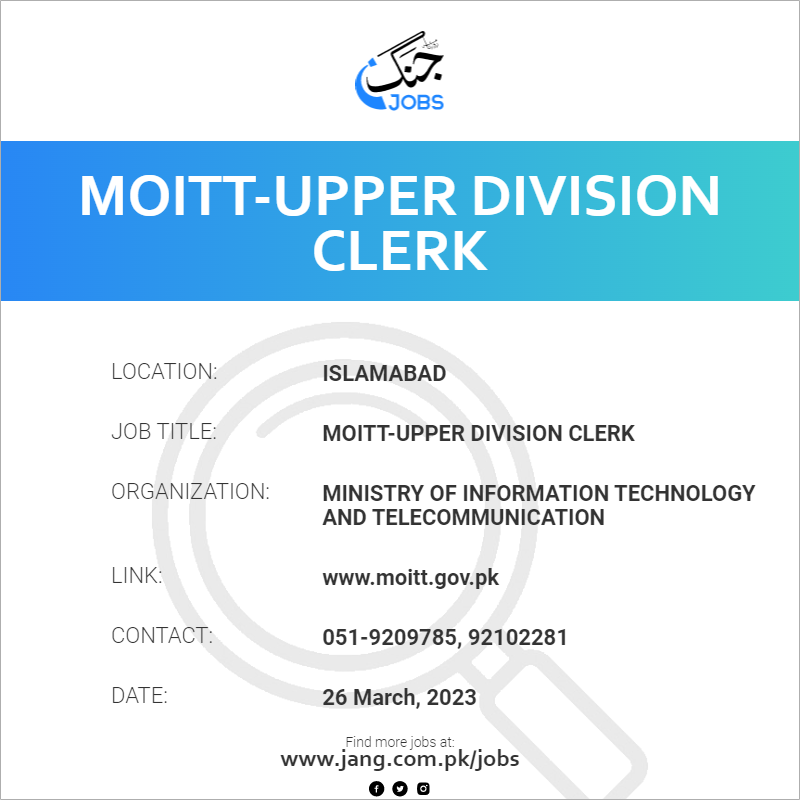 MOITT-Upper Division Clerk