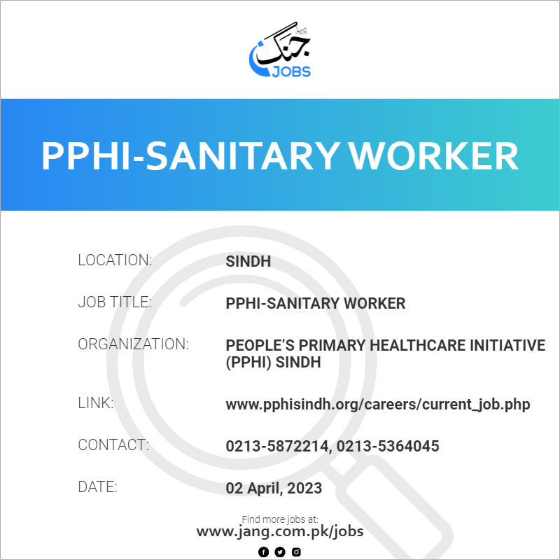 Pphisanitary Worker Job People’s Primary Healthcare Initiative (pphi