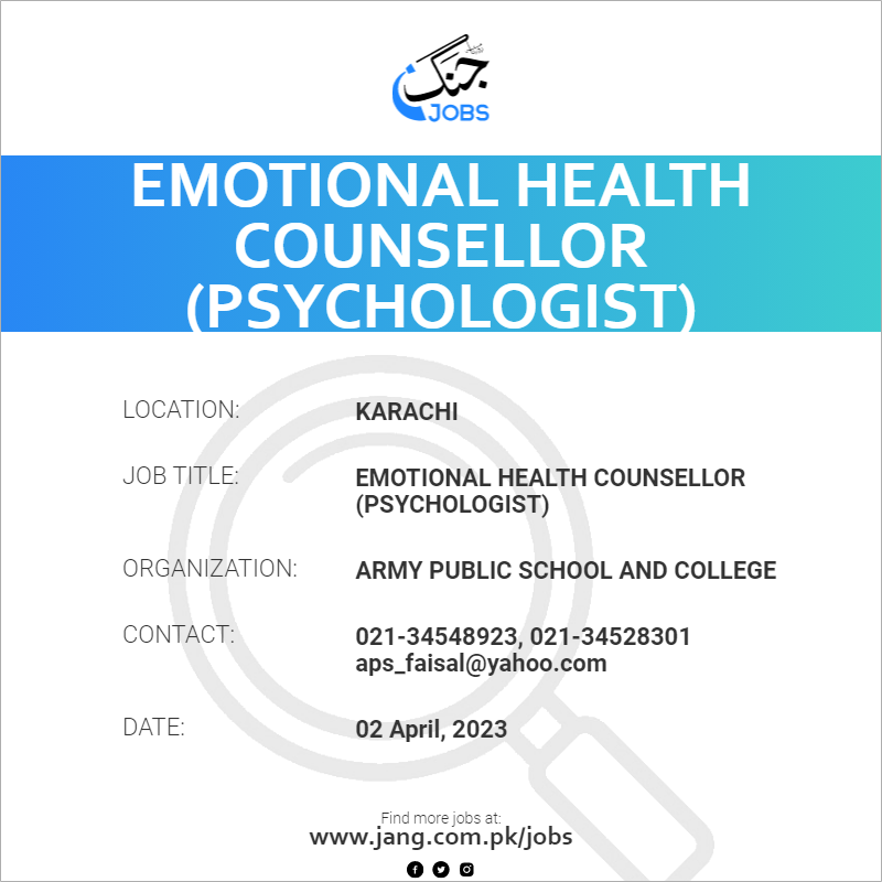 Emotional Health Counsellor (Psychologist)