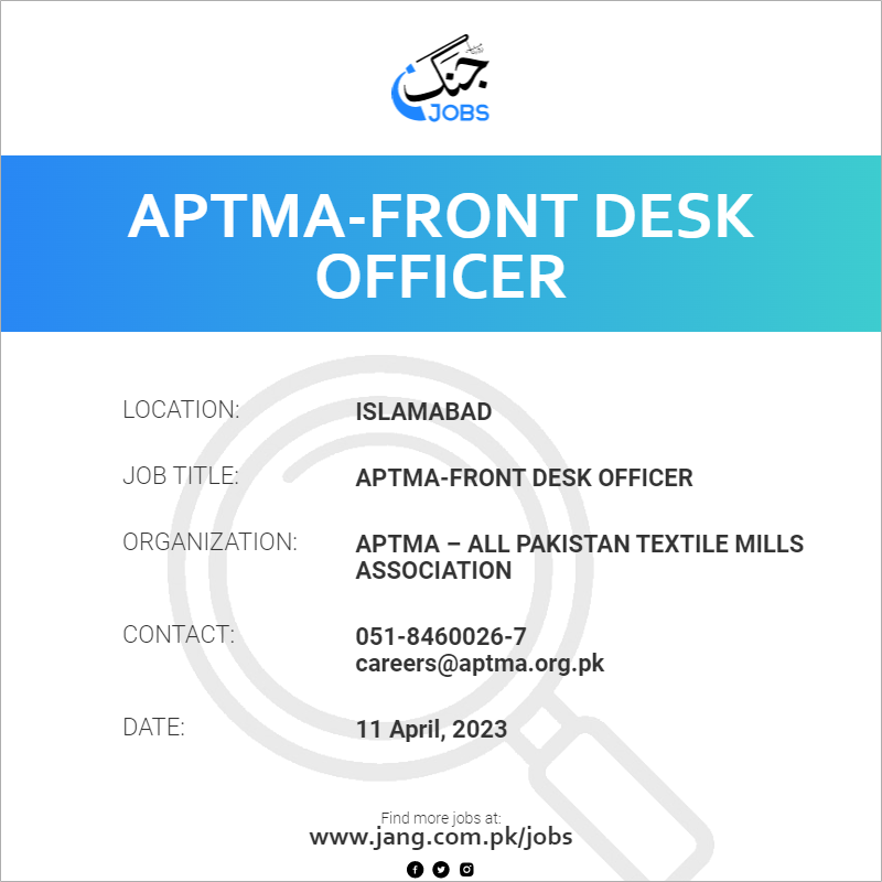 APTMA-Front Desk Officer