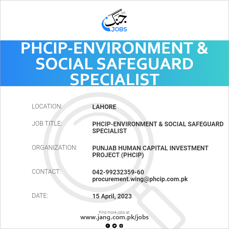 PHCIP-Environment & Social Safeguard Specialist