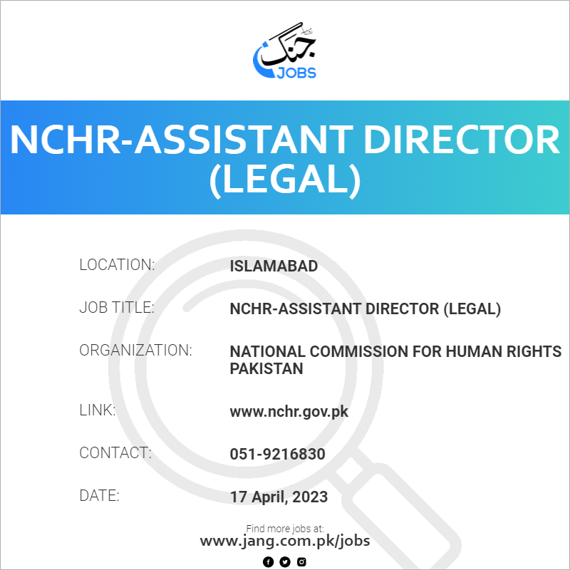 NCHR-Assistant Director (Legal)
