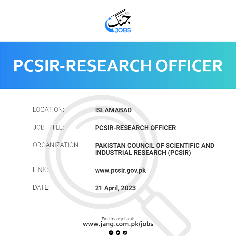 PCSIR-Research Officer