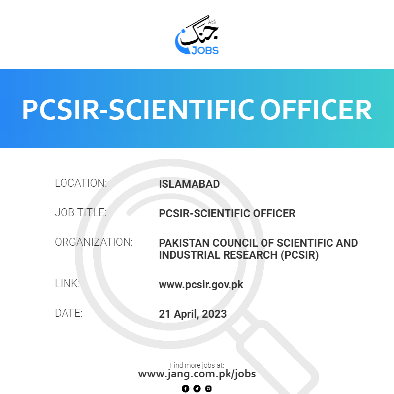 PCSIR-Scientific Officer