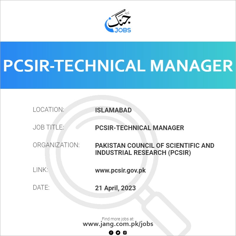PCSIR-Technical Manager