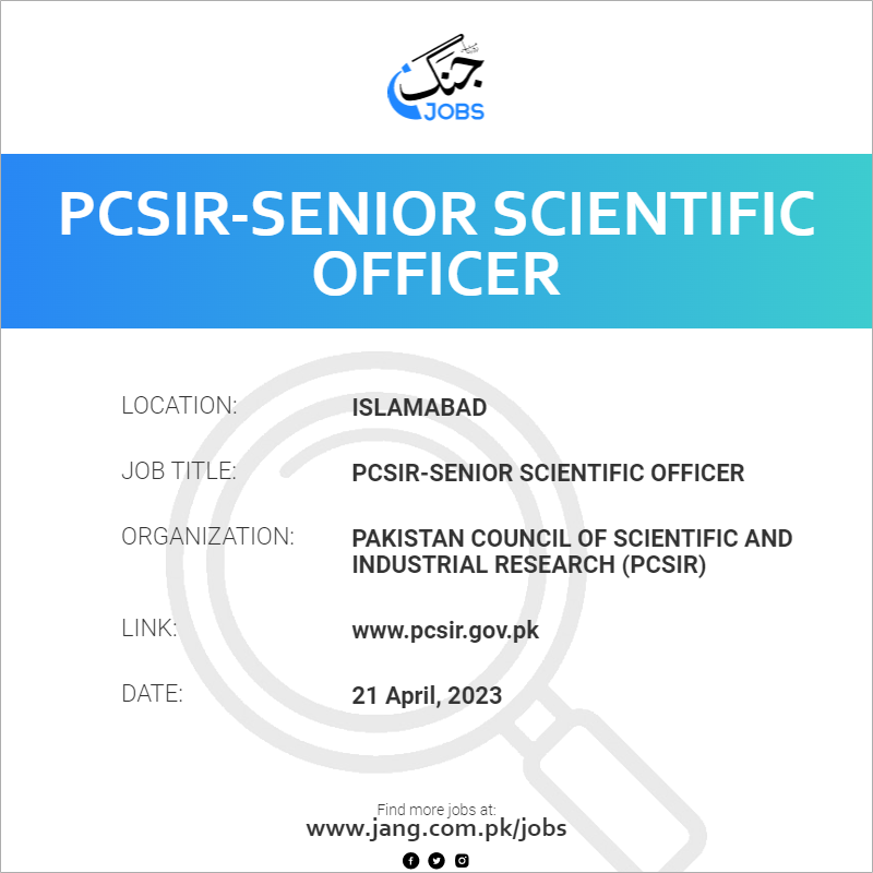 PCSIR-Senior Scientific Officer