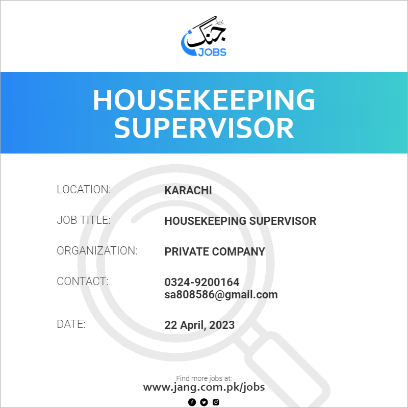 Housekeeping  Supervisor