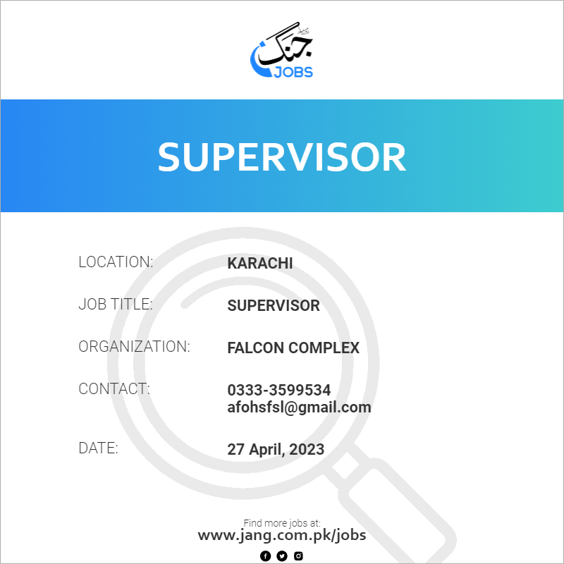 supervisor-job-falcon-complex-jobs-in-karachi-63092